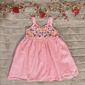 Beebay 4Y Pink Striped Embroidered Sundress, Girl, Floral, Fit & Flare
